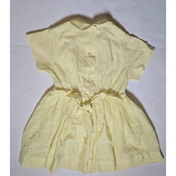 Vintage 1950s Baby Dress Yellow Little Girls Sailor Frock Button Pleated Ruffle - Picture 3 of 8